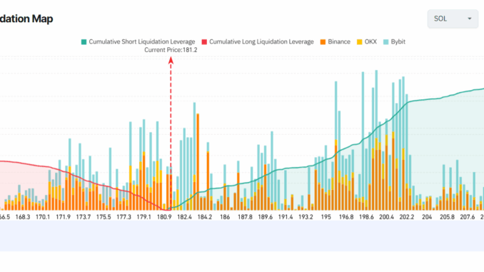 Solana Exchange Liquidation Map. Source: Coinglass